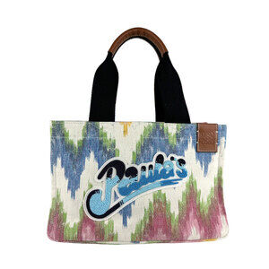 LOEWE Paulas Ibiza Canvas Beaded Multicolor Handbag